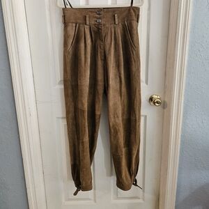 Vintage Suede Leather Pants High Waist Cosplay Ren Fair 30" Waist Brown